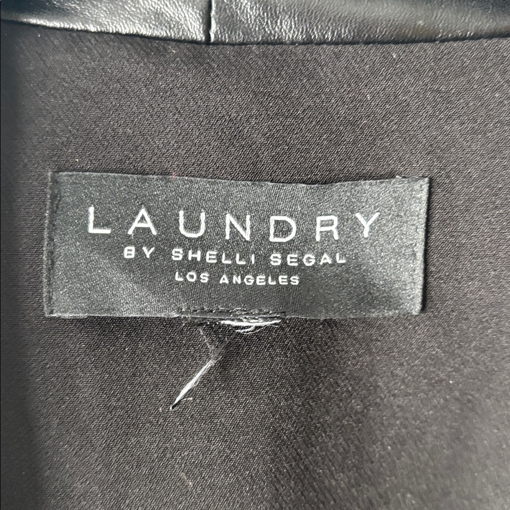 Laundry By Shelli Segal Black Blazer with Faux Leather Trim - Picture 2 of 8